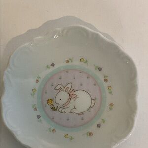 Papel Japan Hand Painted Miniature Bunny Plate. 4”